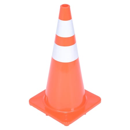 Vestil Standard Duty Traffic Cone, PVC, 27.5 in Height, 14.125 Length, 6, Orange TC-28-SD-2R